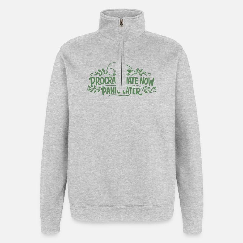 Sloth Saying - Procrastinate Now Gift - Quarter-Zip Sweatshirt - heather grey