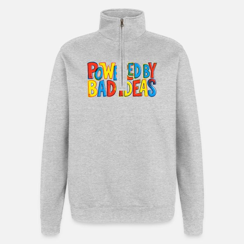 Alimenté par de mauvaises idées - Sweat à zip 1/4 - gris chiné