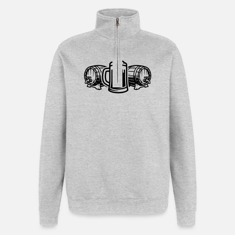 Bierfass Symbol Bier - Quarter-Zip-Sweatshirt - Grau meliert