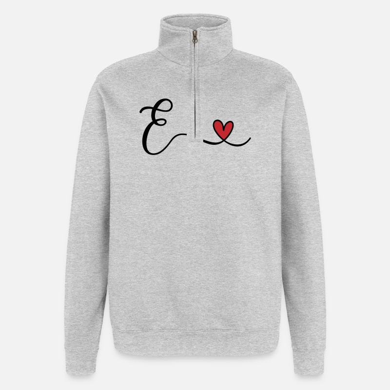 Letter E Monogram - Quarter-Zip Sweatshirt - heather grey