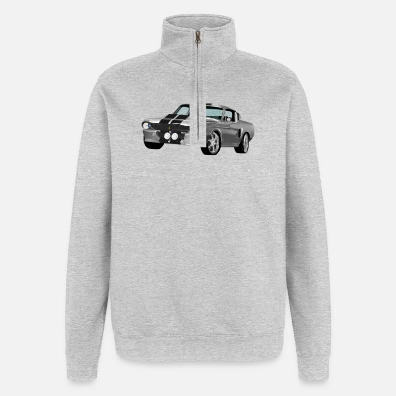 Auto - Quarter-Zip-Sweatshirt - Grau meliert