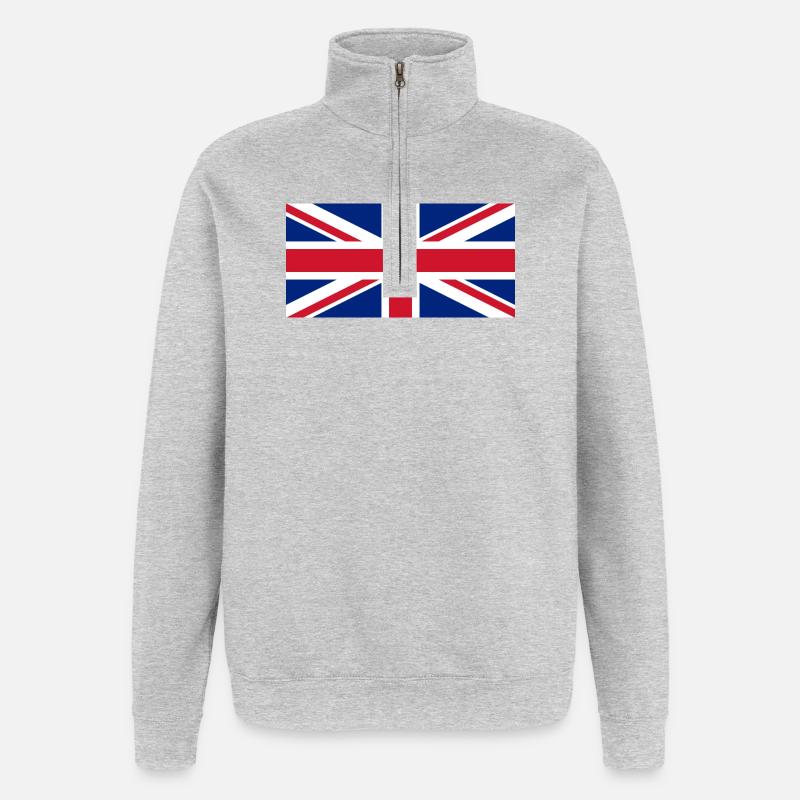 drapeau Angleterre - Sweat à zip 1/4 - gris chiné