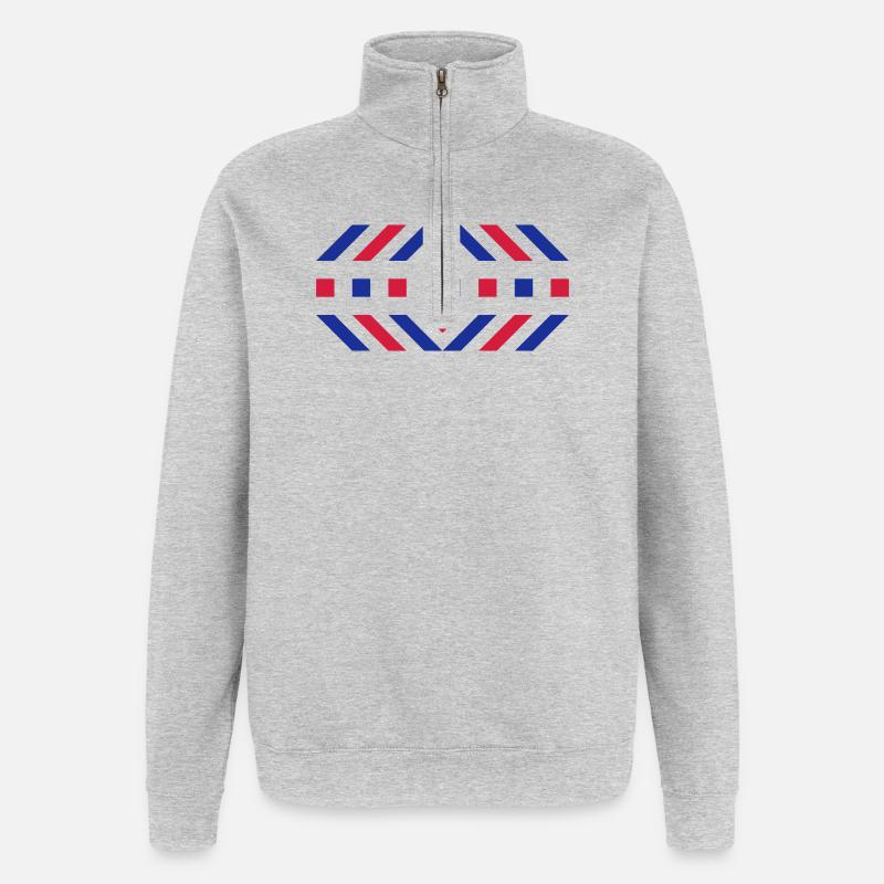 Muster - Quarter-Zip-Sweatshirt - Grau meliert