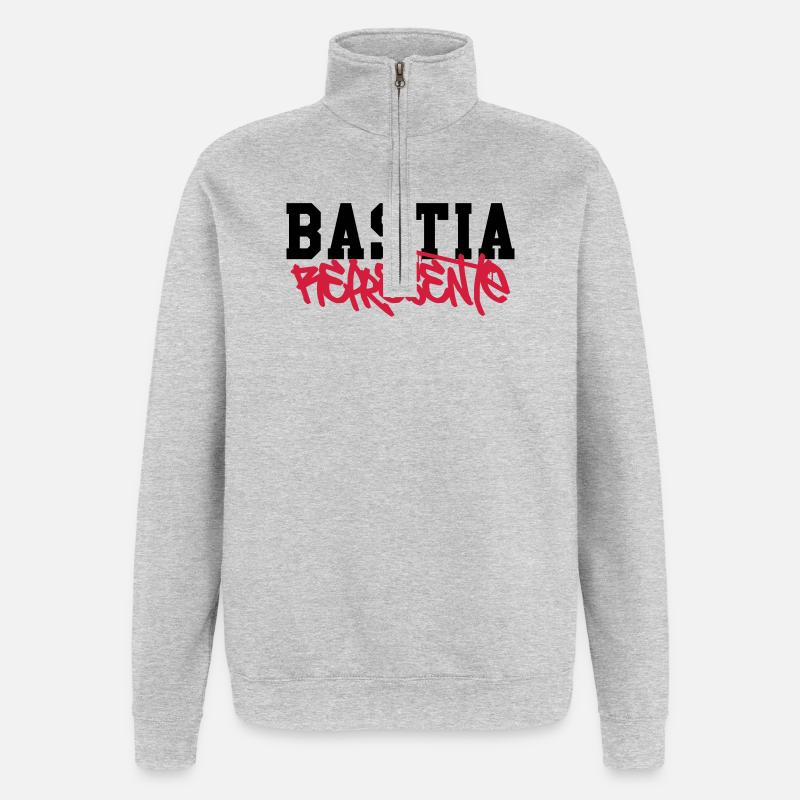 Bastia Représente - Sweat à zip 1/4 - gris chiné