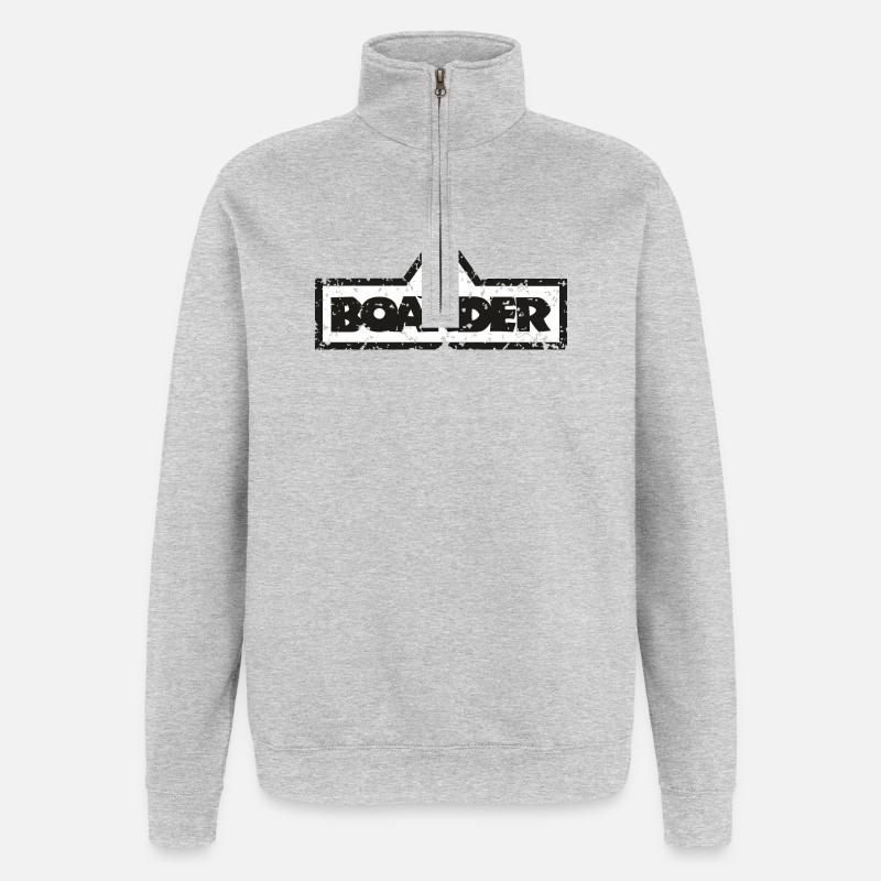 Boarder Frame White 2C - Quarter-Zip Sweatshirt - heather grey