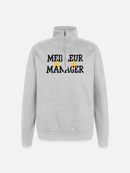 Meilleur Manager - Sweat à zip 1/4 - gris chiné