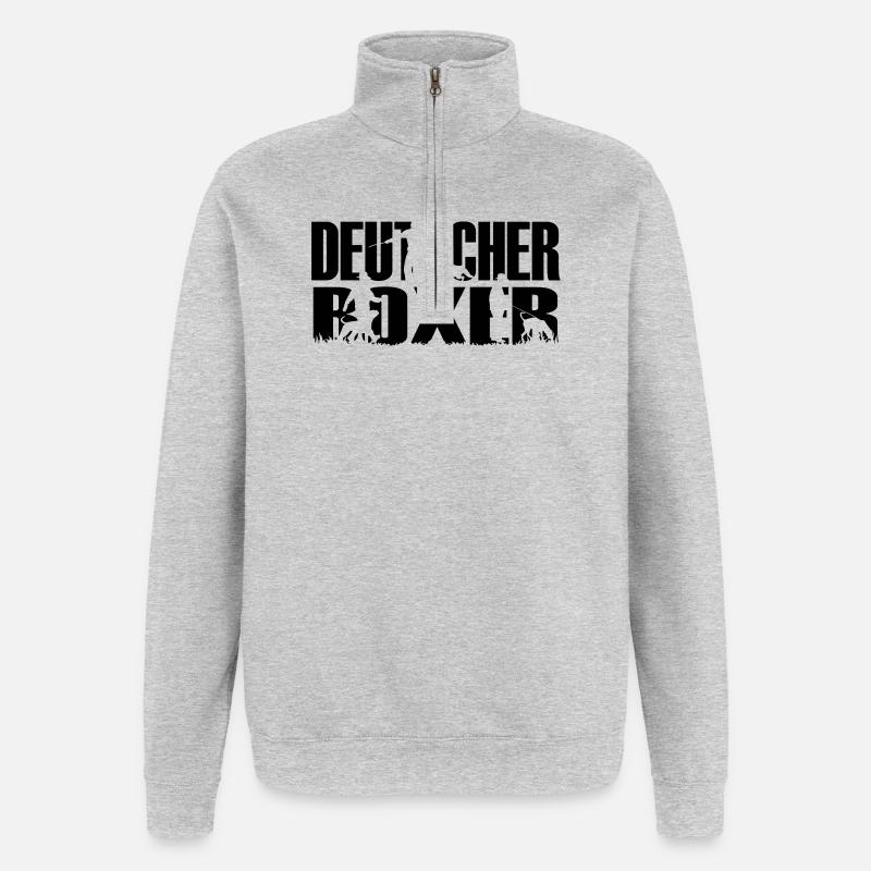 IPO Deutscher Boxer - Quarter-Zip-Sweatshirt - Grau meliert