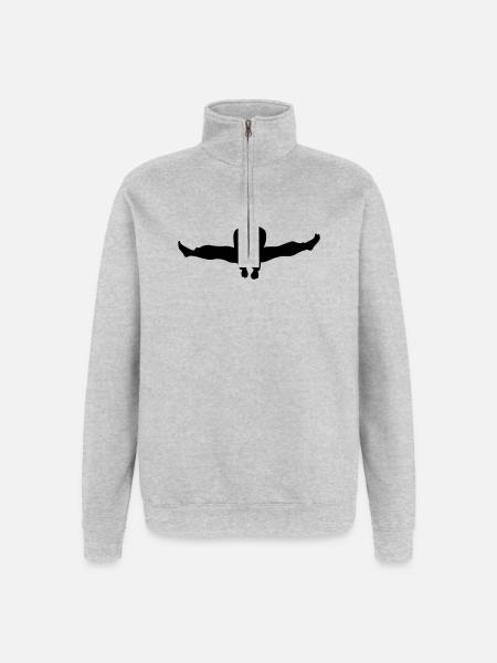 Karate oder Taekwondo Double Kick Schatten - Quarter-Zip-Sweatshirt - Grau meliert