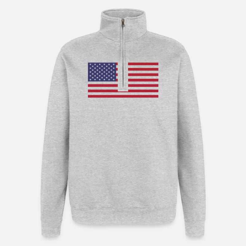 Montrez vos couleurs - États-Unis - Sweat à zip 1/4 - gris chiné