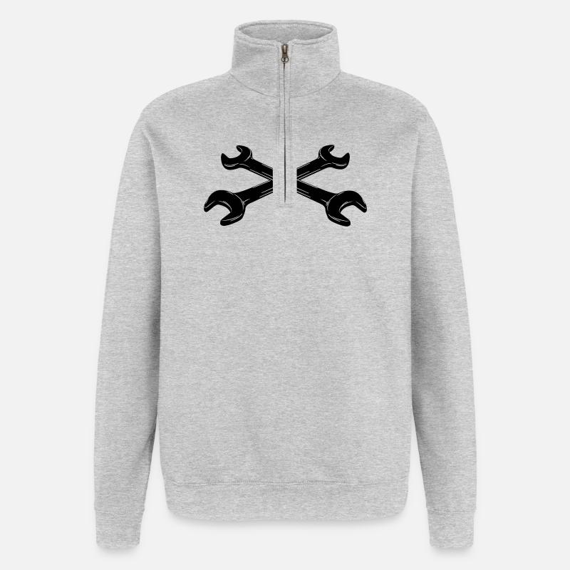 Clés - Sweat à zip 1/4 - gris chiné