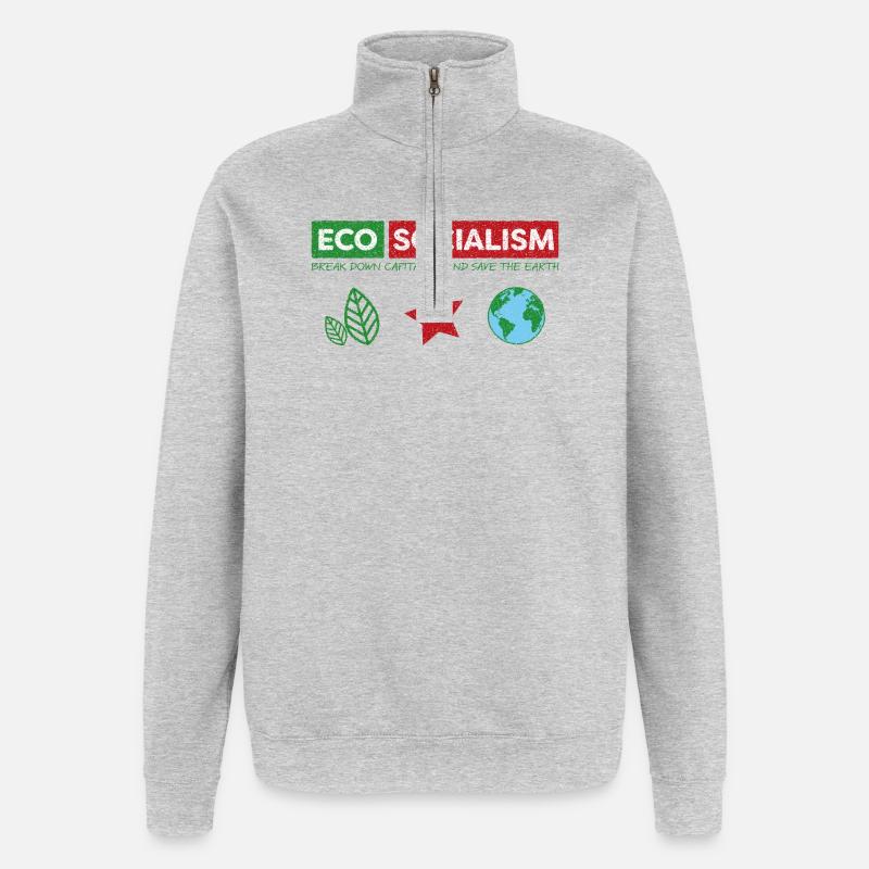 Öko-Sozialismus - Quarter-Zip-Sweatshirt - Grau meliert