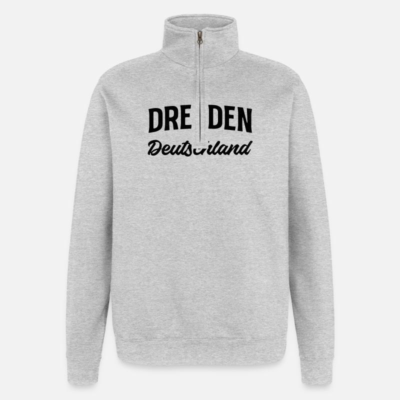 Dresde, Saxe, Allemagne, conception des villes - Sweat à zip 1/4 - gris chiné