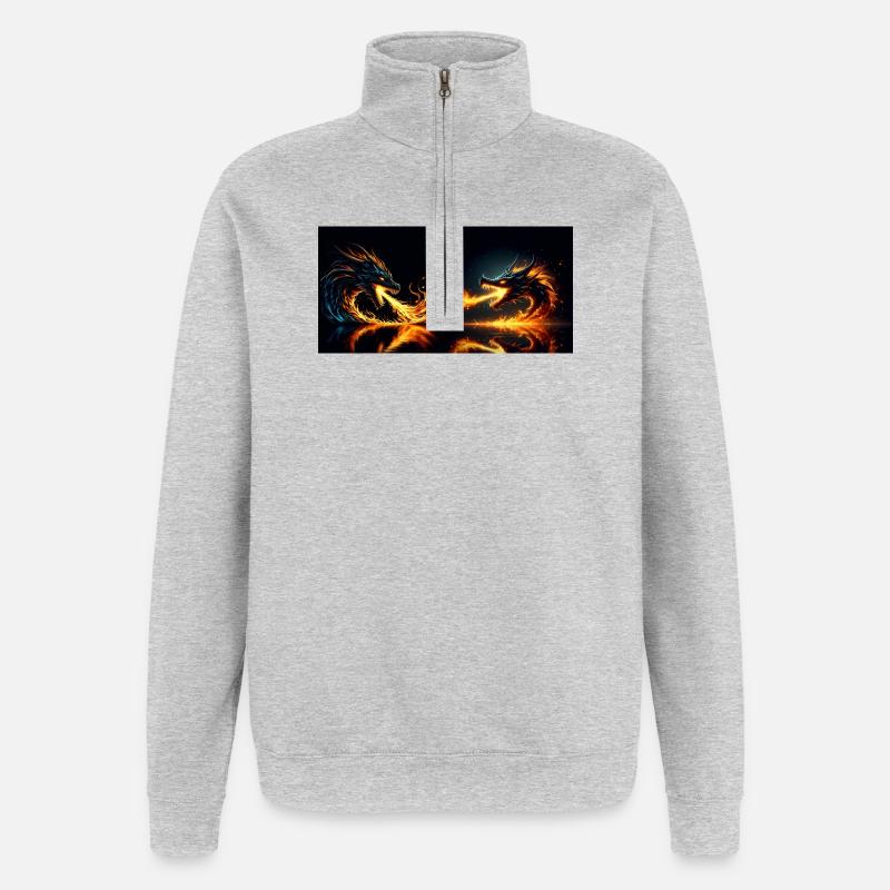 Hitze des Gefechts - Quarter-Zip-Sweatshirt - Grau meliert