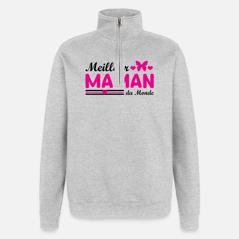 Beste Mutter der Welt - Quarter-Zip-Sweatshirt - Grau meliert