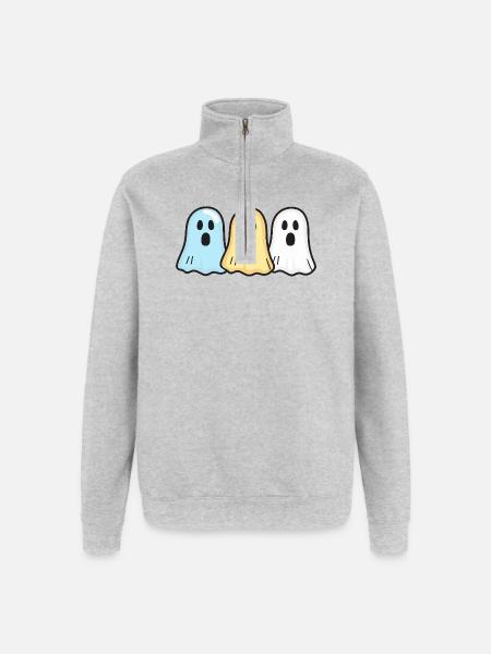 Ghosts Halloween Équipe drôle - Sweat à zip 1/4 - gris chiné