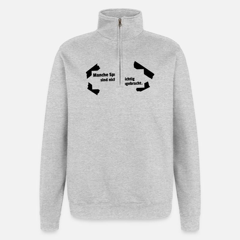 Dictons inappropriés - Sweat à zip 1/4 - gris chiné