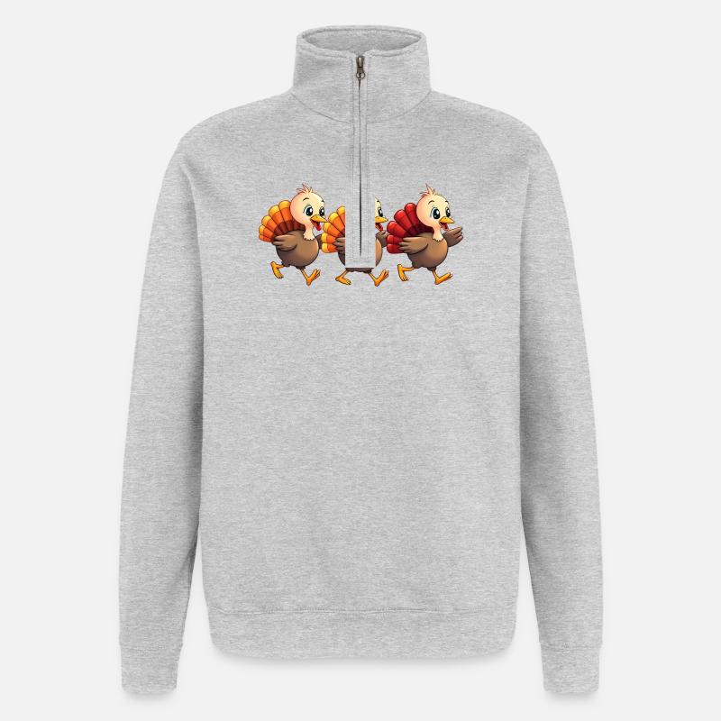 Bébé dinde de Thanksgiving - Sweat à zip 1/4 - gris chiné