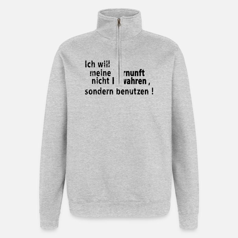 Vernunft bewahren - Quarter-Zip-Sweatshirt - Grau meliert