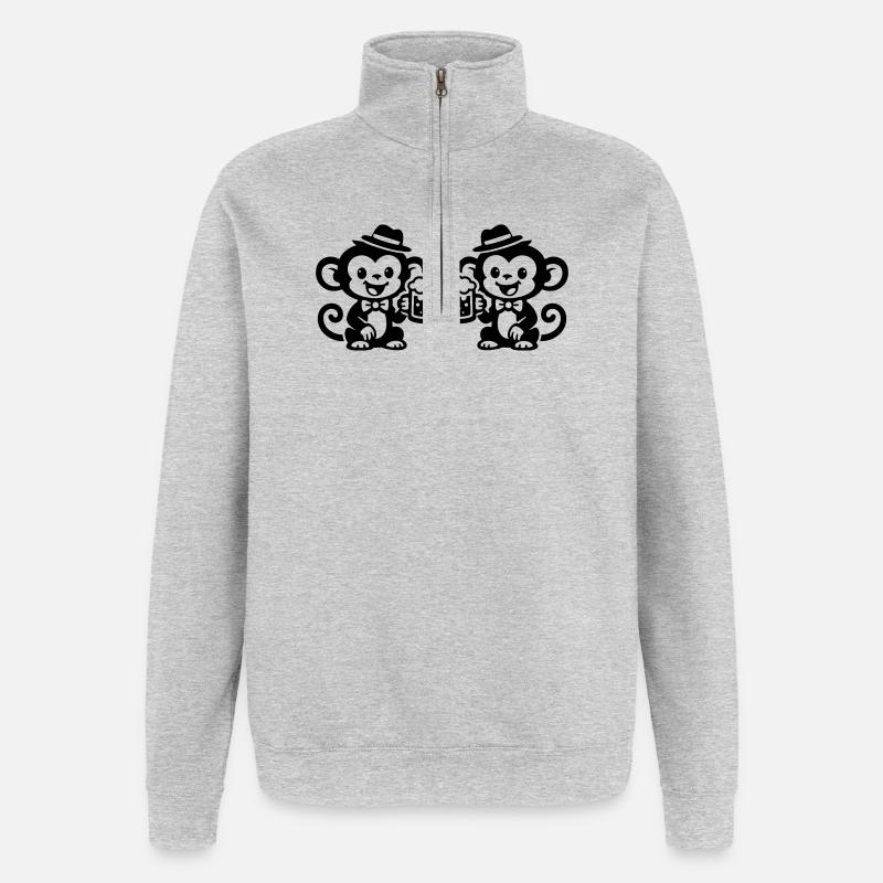 Équipe Monkey Beer - Sweat à zip 1/4 - gris chiné