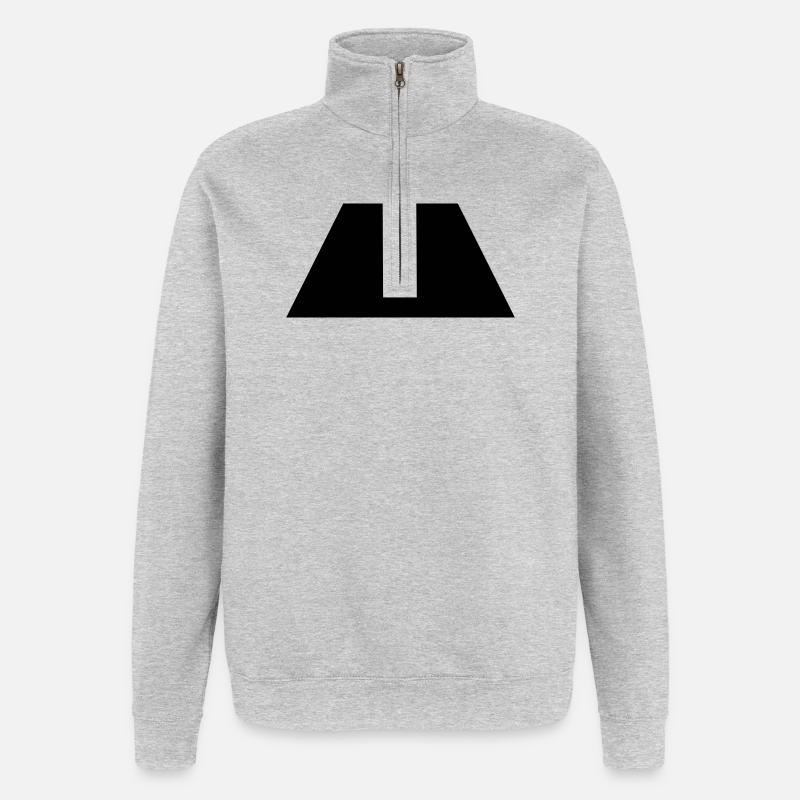 schwarzes Trapez - Quarter-Zip-Sweatshirt - Grau meliert