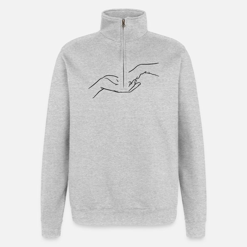 « Éternellement connectés » (patte en main) - Sweat à zip 1/4 - gris chiné