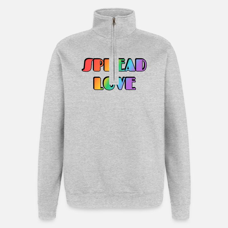 Typographie arc-en-ciel Spread Love - Sweat à zip 1/4 - gris chiné