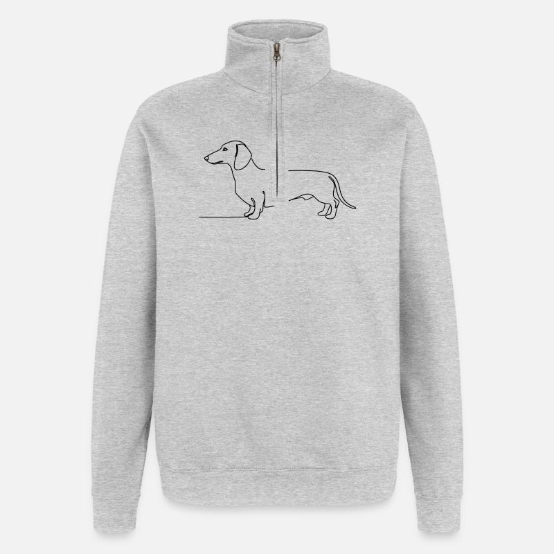Dackel Teckel One Line Art - Quarter-Zip-Sweatshirt - Grau meliert