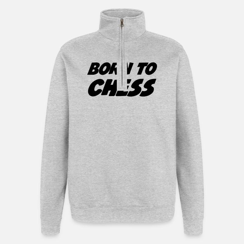 Chess / Schach / Spiel / Geek - Quarter-Zip-Sweatshirt - Grau meliert