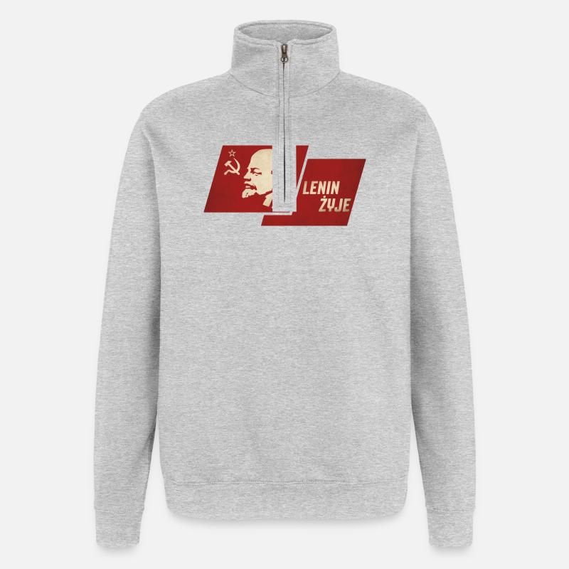 Lenin lebt - Quarter-Zip-Sweatshirt - Grau meliert