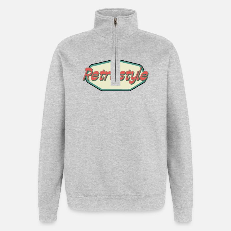 Retrostil - Quarter-Zip-Sweatshirt - Grau meliert