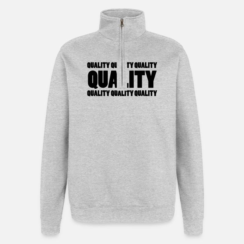 Qualité - Sweat à zip 1/4 - gris chiné