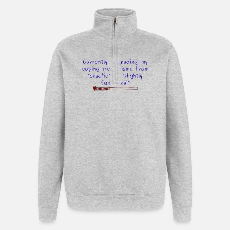 Chaotic to Slightly Functional Coping design - Quarter-Zip Sweatshirt - heather grey