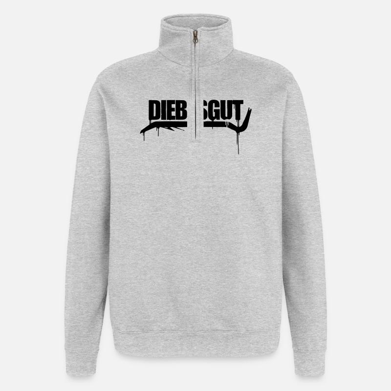 GRAFFITI - Sweat à zip 1/4 - gris chiné