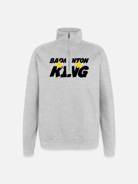 The King of Badminton - Quarter-Zip Sweatshirt - heather grey