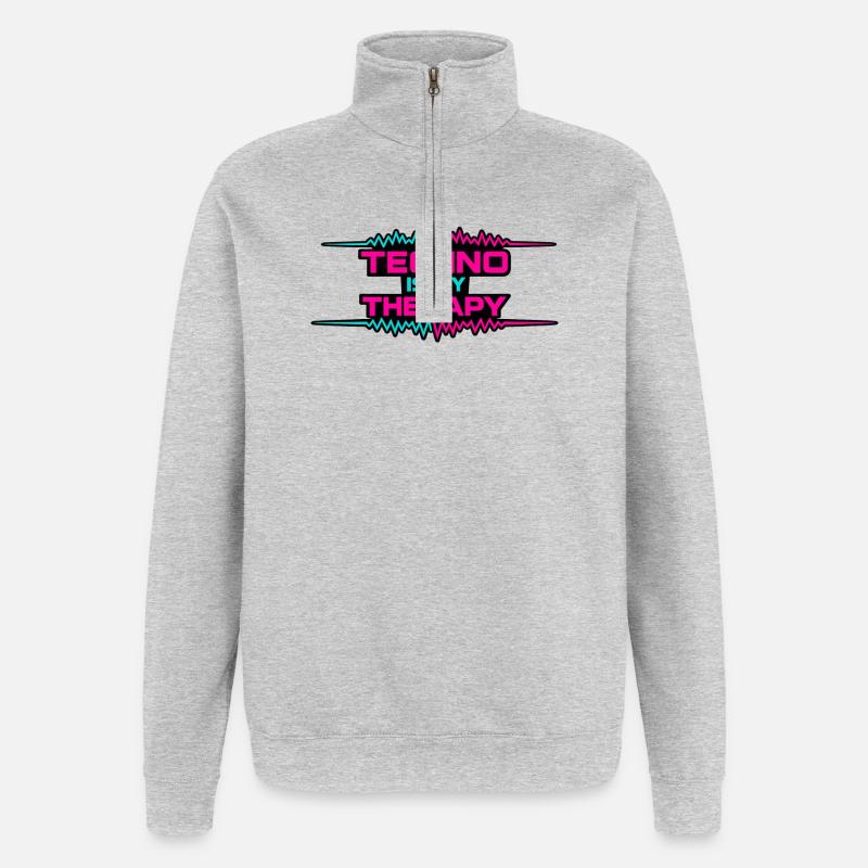 Techno Therapy Neon Pulse - Quarter-Zip Sweatshirt - heather grey