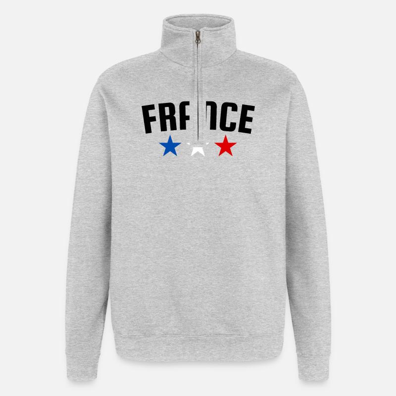 France Three Star Design - Quarter-Zip Sweatshirt - heather grey