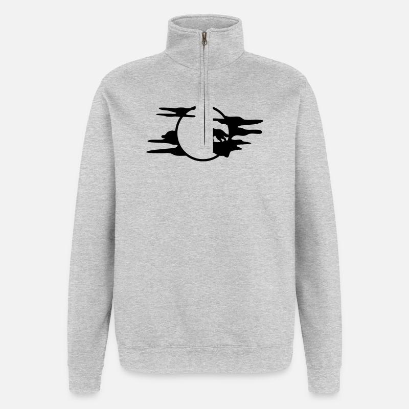 Le loup noir - Sweat à zip 1/4 - gris chiné