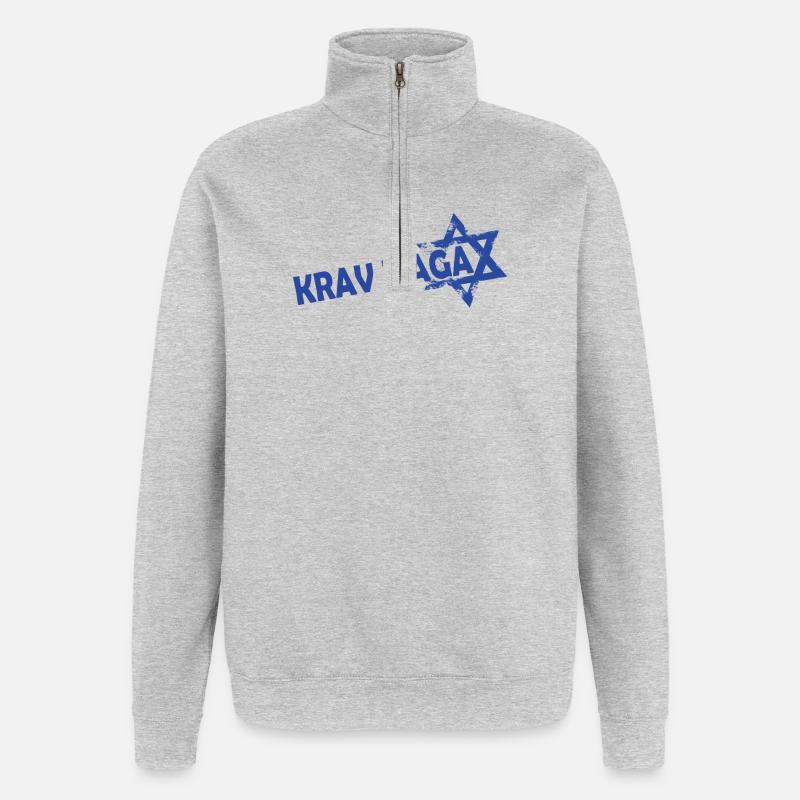Krav Maga Étoile de David - Sweat à zip 1/4 - gris chiné