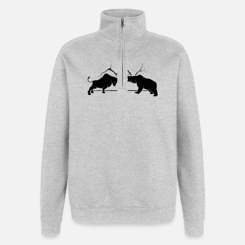 Bull vs Bear - Quarter-Zip Sweatshirt - heather grey