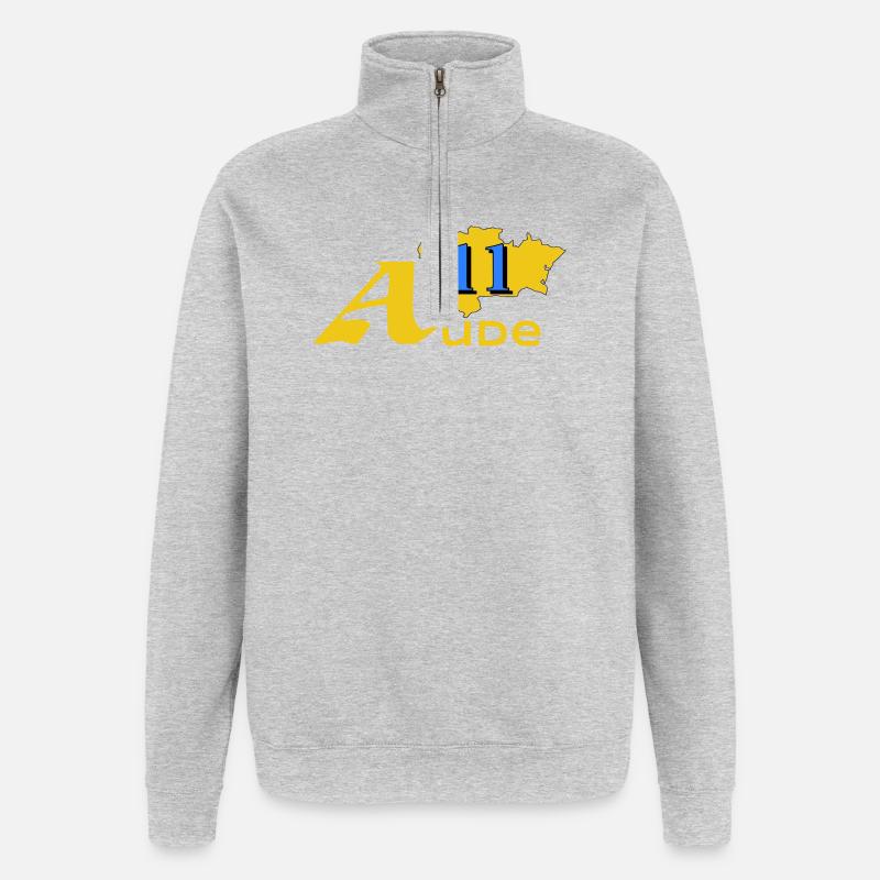 Aude - Sweat à zip 1/4 - gris chiné