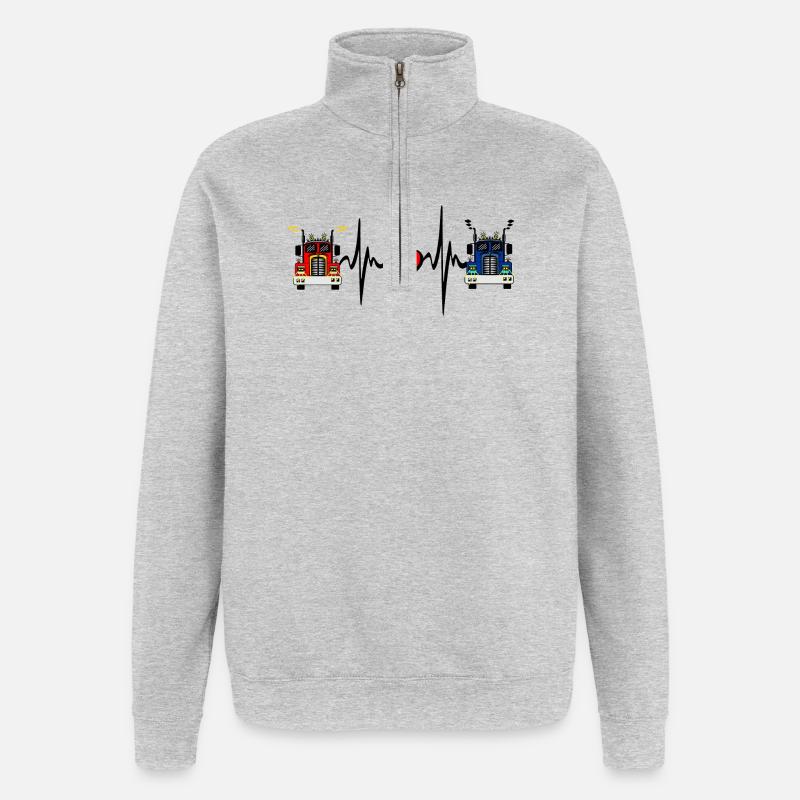 Lkw-Lkw-Herzfrequenz - Quarter-Zip-Sweatshirt - Grau meliert