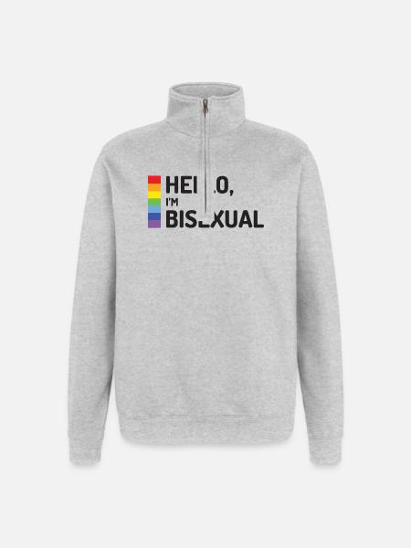 Hello, I'm Bisexual - Quarter-Zip Sweatshirt - heather grey