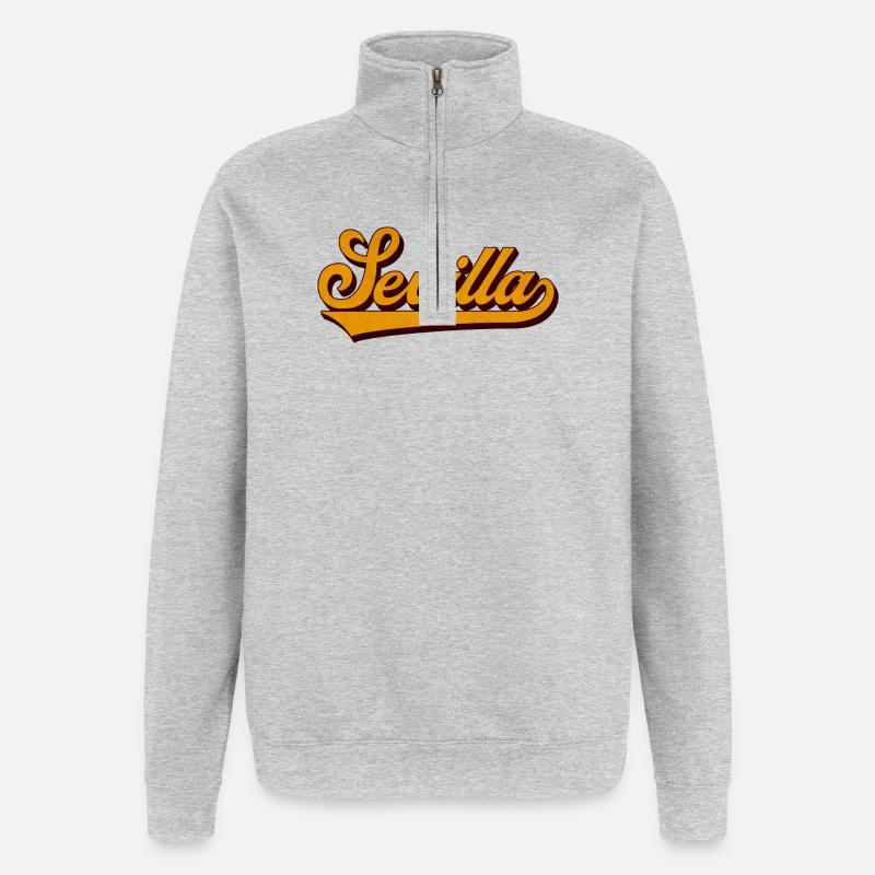 Sevilla Retro Script Gelb - Quarter-Zip-Sweatshirt - Grau meliert
