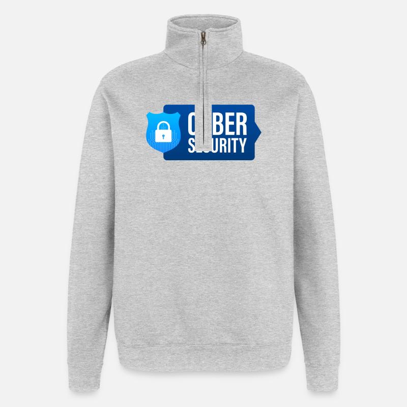 cyber security, ordinateur - Sweat à zip 1/4 - gris chiné