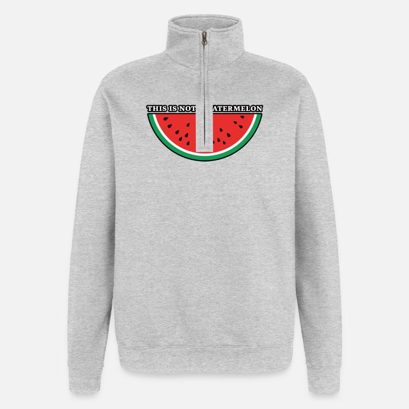 This Is Not A Watermelon - Sweat à zip 1/4 - gris chiné