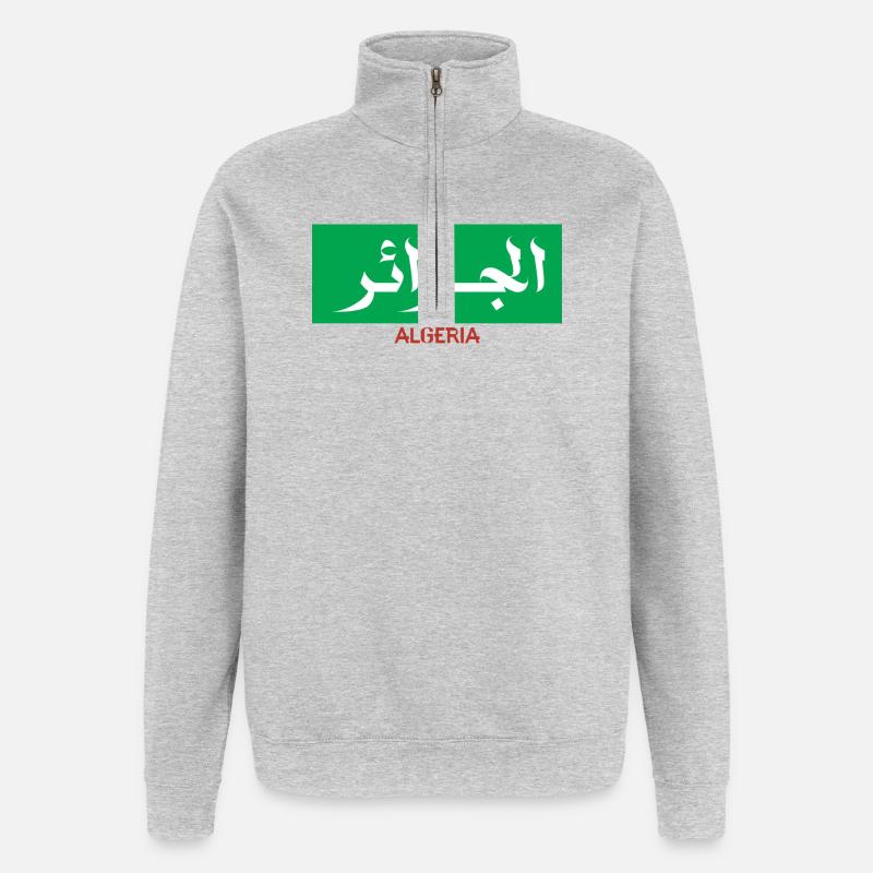 Algérie DZ en Arabe Djazayer - Sweat à zip 1/4 - gris chiné