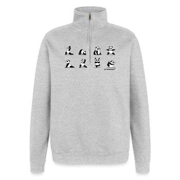 Yoga Pandas by Pandañjali - Quarter-Zip-Sweatshirt - Grau meliert - Vorne - AI Model Female 172 light (172cm) & AI Model Male 178 dark (178cm)