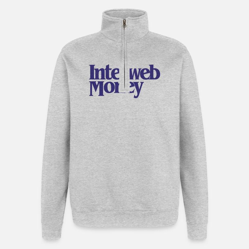 InterwebMoney - Sweat à zip 1/4 - gris chiné