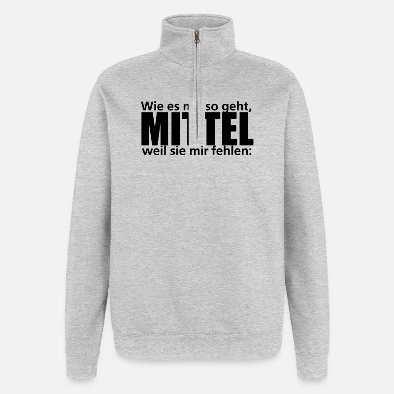 Mittel - Quarter-Zip-Sweatshirt - Grau meliert