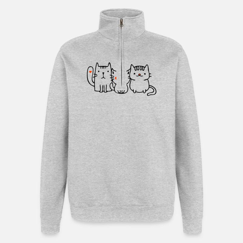 drei kleine Katzen - Quarter-Zip-Sweatshirt - Grau meliert